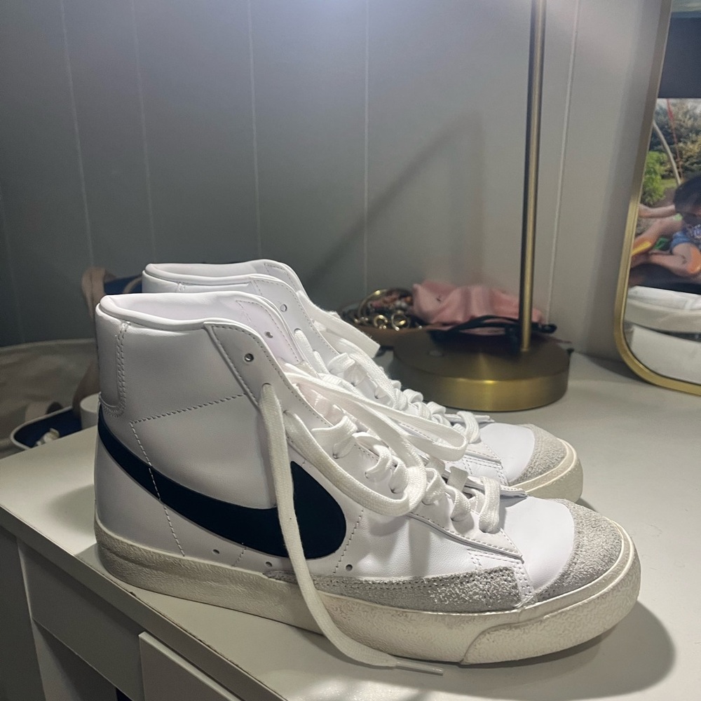 Nike White and Black High-Top Sneakers